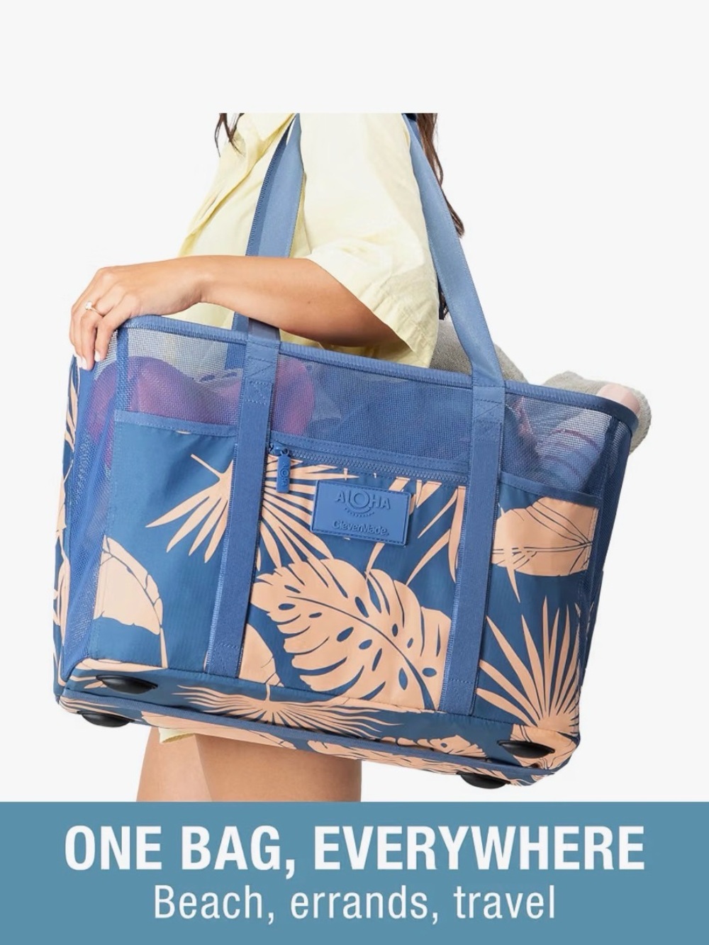 ALOHA Collection blue pink Collapsible Beach Tote basket bin NEW Hawaii HI PALl